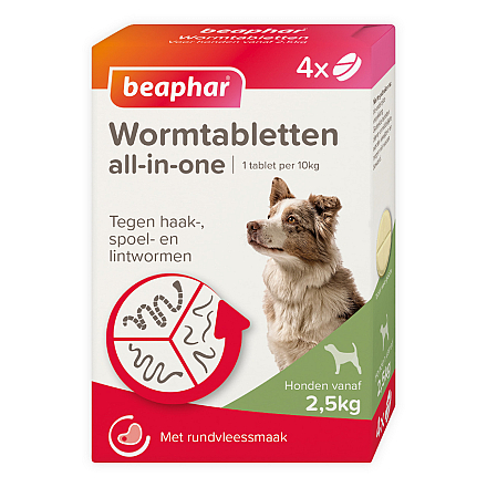 Beaphar Wormtabletten All-in-One hond 2,5 - 40 kg 4 st