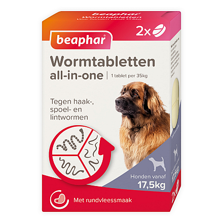 Beaphar Wormtabletten All-in-One hond 17,5 - 70 kg 2 st