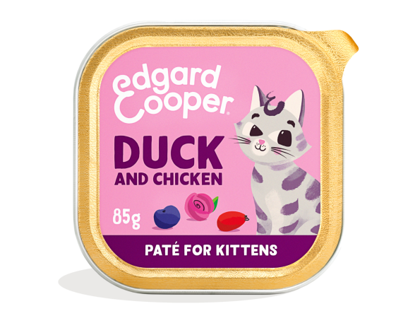 Edgard & Cooper kattenvoer Kitten Eend & Kip Paté 85 gr